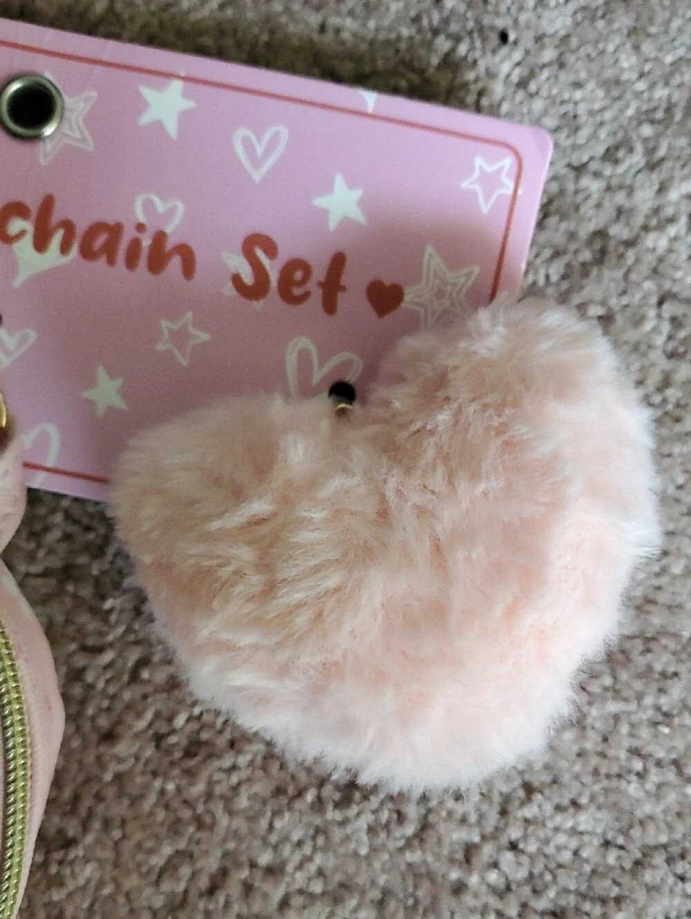 Under One Sky Pink 3-Piece Kids Keychain Set - Mini Backpack, Pom Pom & Charm